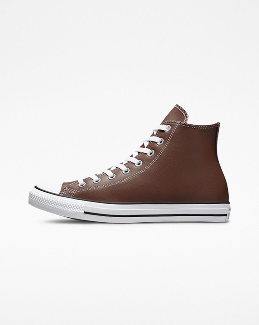 Tenisi Inalti Barbati Converse Chuck Taylor All Star Faux Piele Albi Negrii | RO ZWYCS136